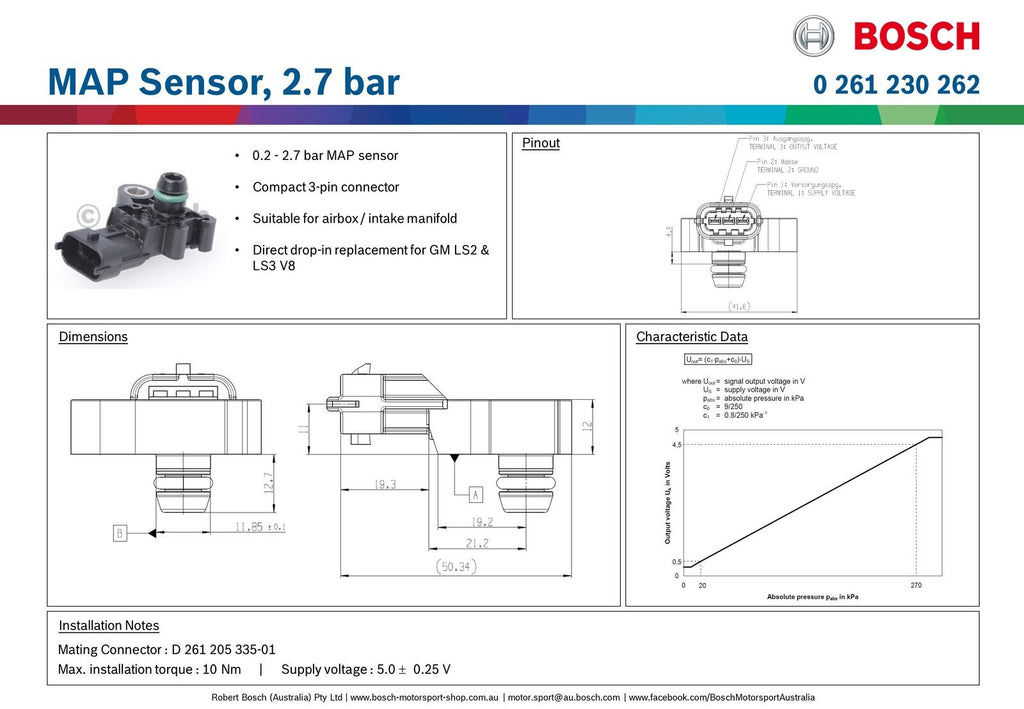 Bosch MAP Sensor, 2.7 bar