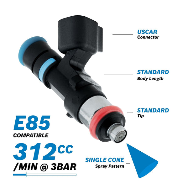 Bosch 312cc/min EV14 Injector PN: 0 280 158 049 ALL Sets are Flow Matched with a report