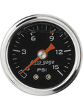 Auto Meter 1/8 NPT Pressure gauge 0-15 PSI Black