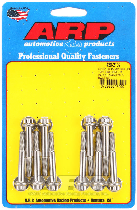 ARP 430-2102 LS INTAKE MANIFOLD BOLTS FOR EDELBROCK 12PT kit Stainless