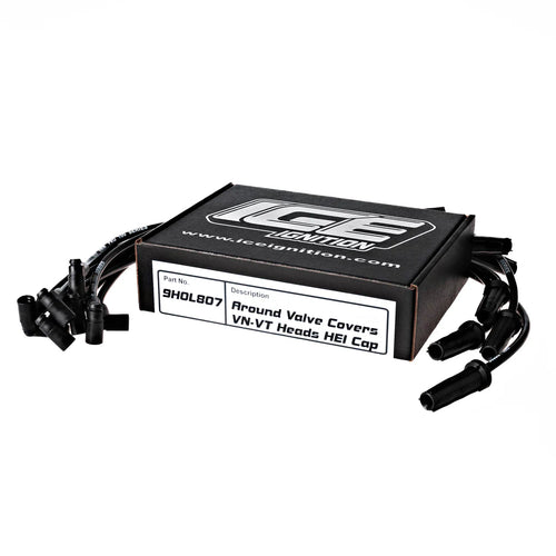 9GM- 807 Ice Ignition 9mm Pro Leads VN-VT HEI Cap around valve covers
