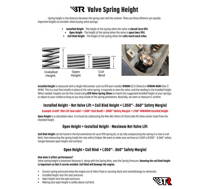 BTR PLATINUM LS DUAL SPRING KIT - .660" LIFT - SK001S